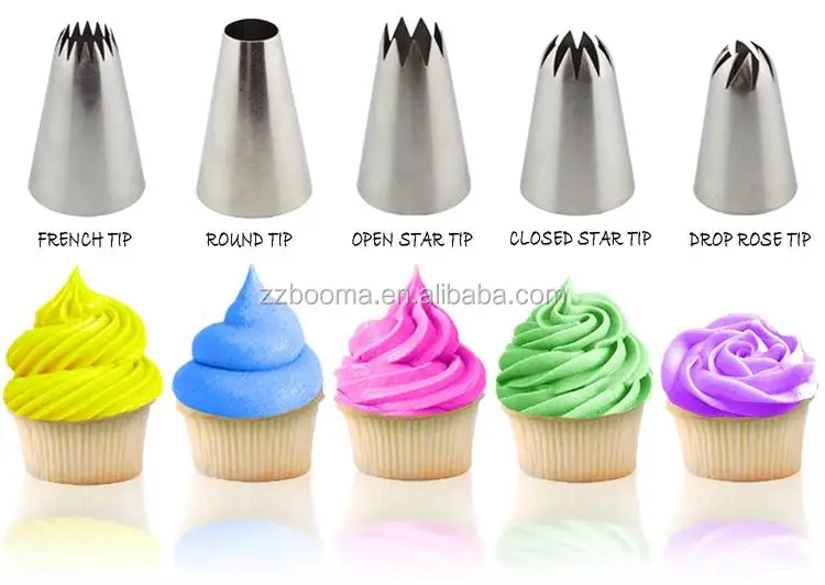 Bontand Cupcake Cream Icing Piping Nozzle Tip Stainless Steel Long Puff Nozzle Tip Pastry Decorating Tool 
