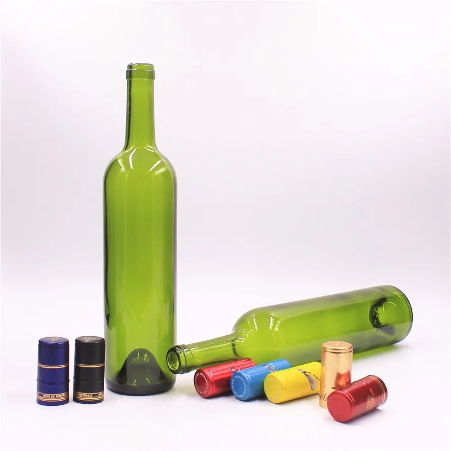 187ml Antique Green 187ml Glass Burgundy Wine Bottle With Aluminum