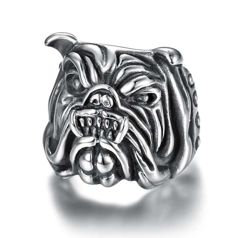

Punk 316L Stainless Steel Animal Domineering Bulldog Dog Fierce Eyes for Male Personality Fashion Jewelry