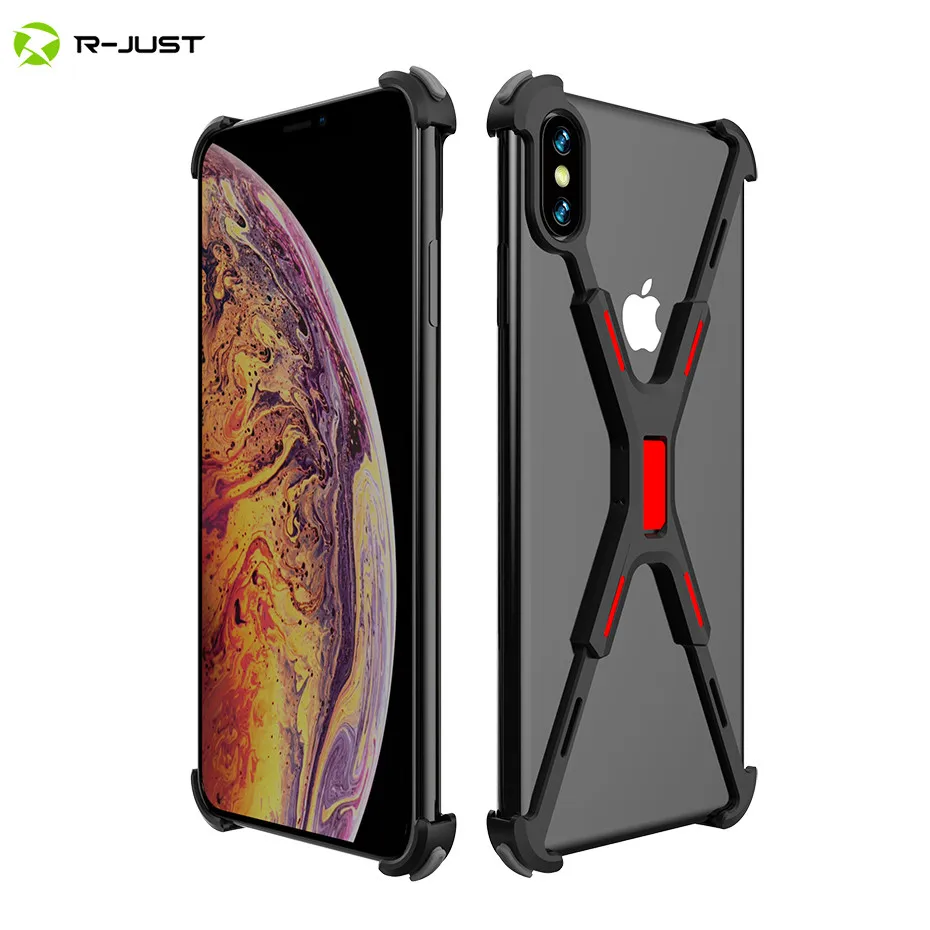 R JUST Aluminum Metal Bare Frame Case For iPhone X XS XR XS MAX Shockproof X Shape Bumper Cover Protect Case Mobile Phone R JUST Aluminum Metal Bare Frame Case For iPhone X XS XR XS MAX Shockproof X Shape Bumper Cover Protect Case Mobile Phone