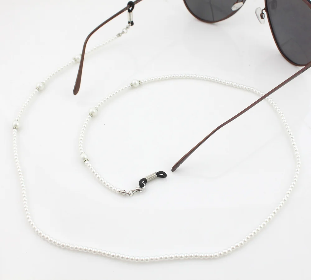 

GL288 elegant latest design handmade white ABS pearl sunglass chain holders, Colorful