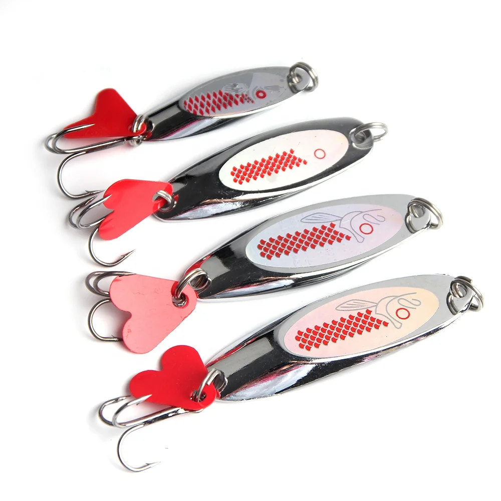 

free shipping 14g bass metal spoon fishing lure, Silver with fish pattern