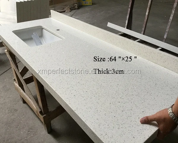 Prefab Laminate Sparkle White Quartz Countertop For ...