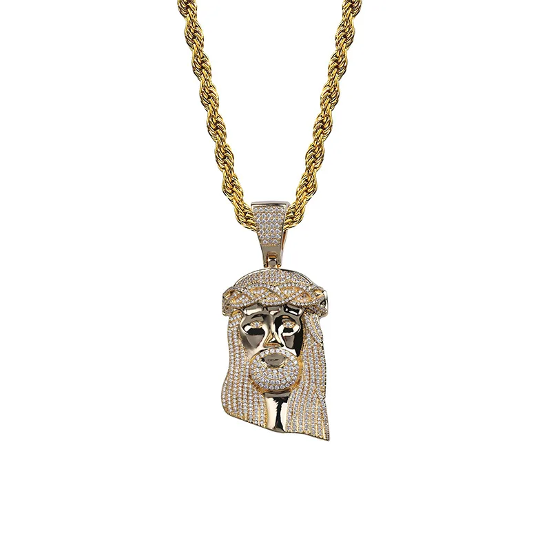 

HIPHOP Retro Big Heavy Jesus Full Zircon Pendant Ornaments Necklace, Gold,silver