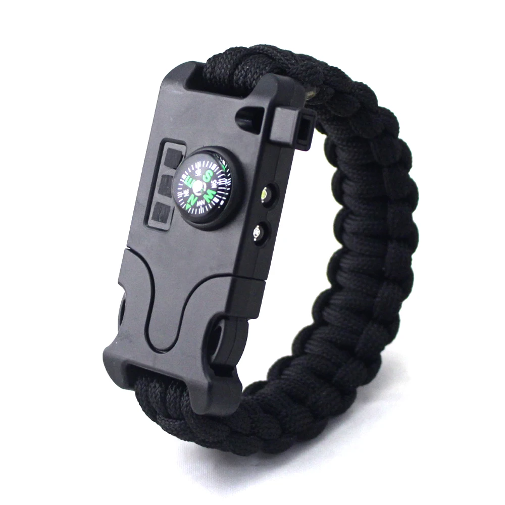 

2018 new arrival hand-woven 5 in 1 emergency survival hunting bracelet, Black