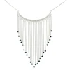 Long Chains glass bead Silver Plated Fringe pendant chain necklace