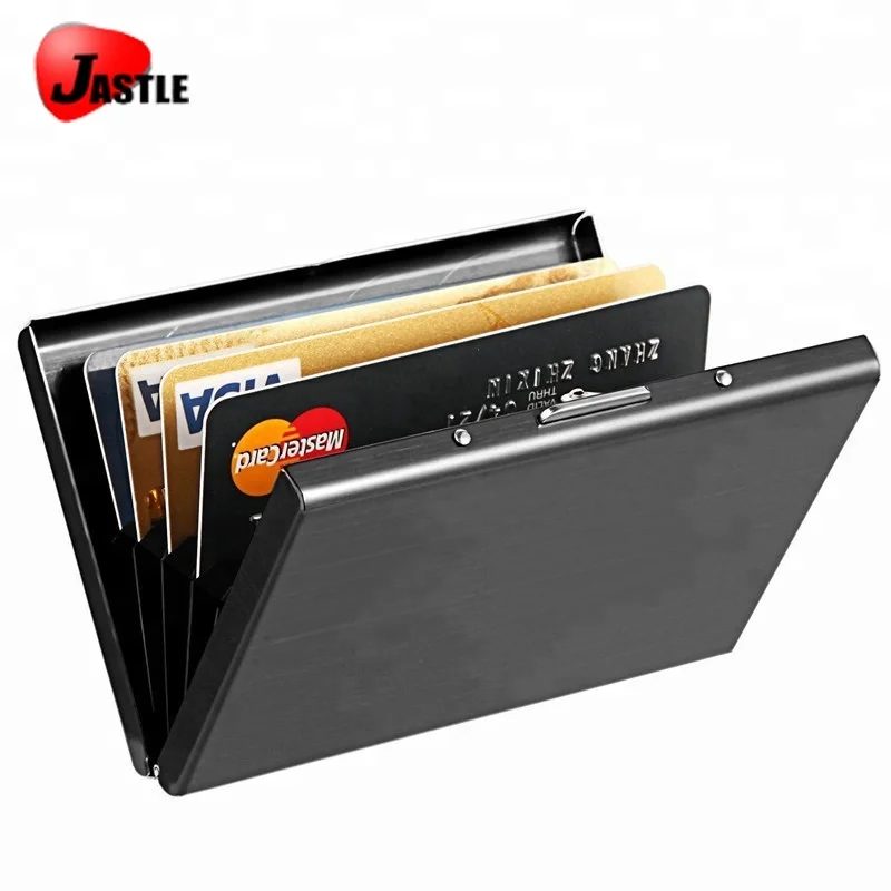 

Slim RFID Blocking Stainless Steel Brush Credit Card Holder Wallet For Mens, Black,blue,slivery,golden, or customized