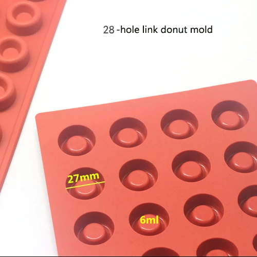 

Non stick silicone madeleine baking tray 28 Hole Silicone Donut Cake Mold, Red