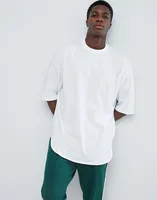 

ZY wholesale customized men short sleeve oversized longline curved hem cotton white t shirts