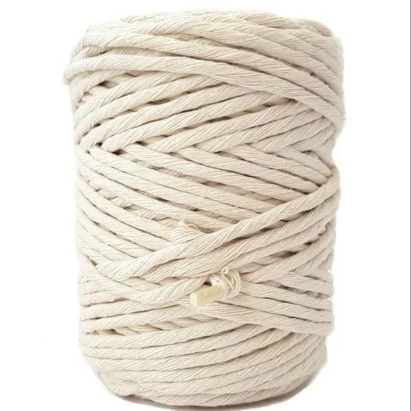 

Natural color 3mm 4mm 5mm natural single twisted Cotton rope macrame cord for wall hanging tapestry 200M/100M