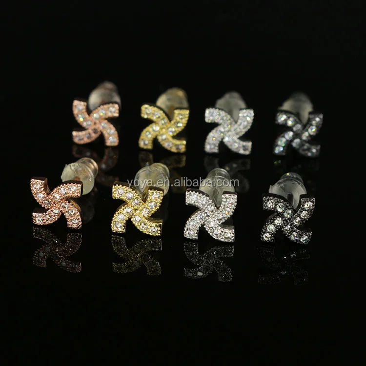 

EC1091 Wholesale CZ Miniature Windmill Earrings,Cubic Zirconia Miniature Studs Earring