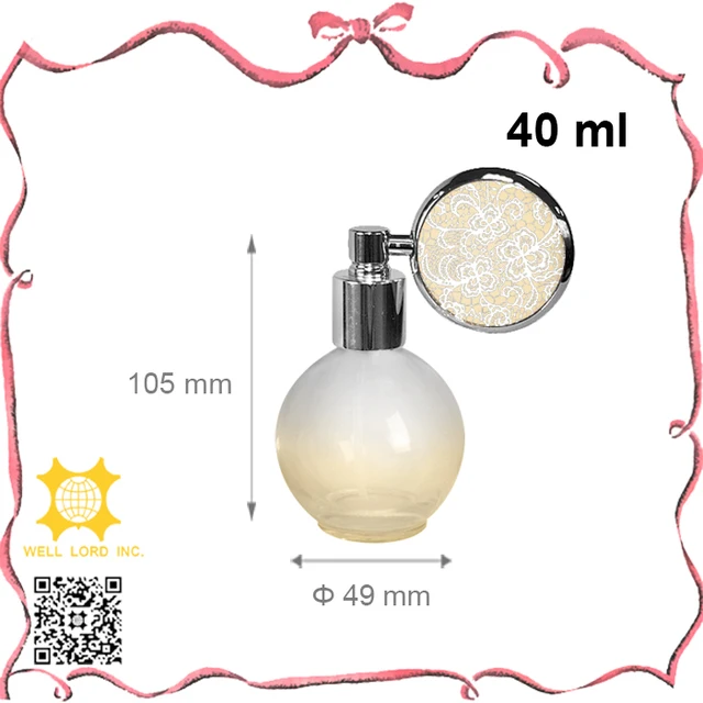 Customized beige gradient 40ml pattern bulb perfume sprayer