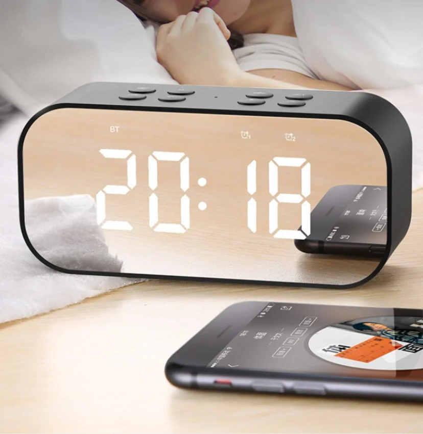 

2019 Super Mini Magnetic YZ506 10W power BT 5.0 clock radio wireless speaker for working on the desk, Pink;blue;black;red