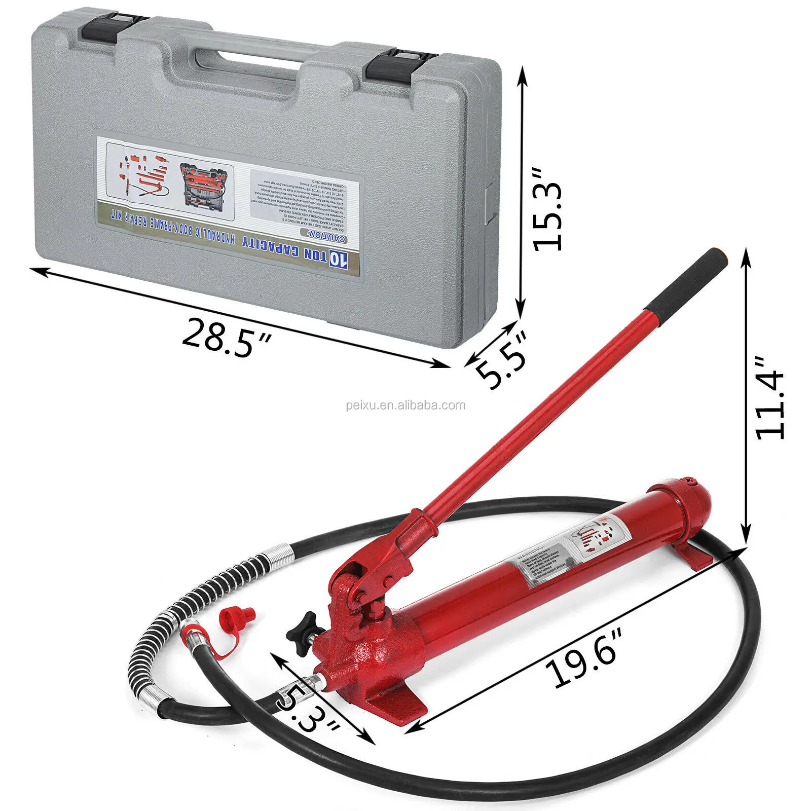 10 Ton Portable Powerful Hydraulic Jack Body Frame Repair Kit 2m ...