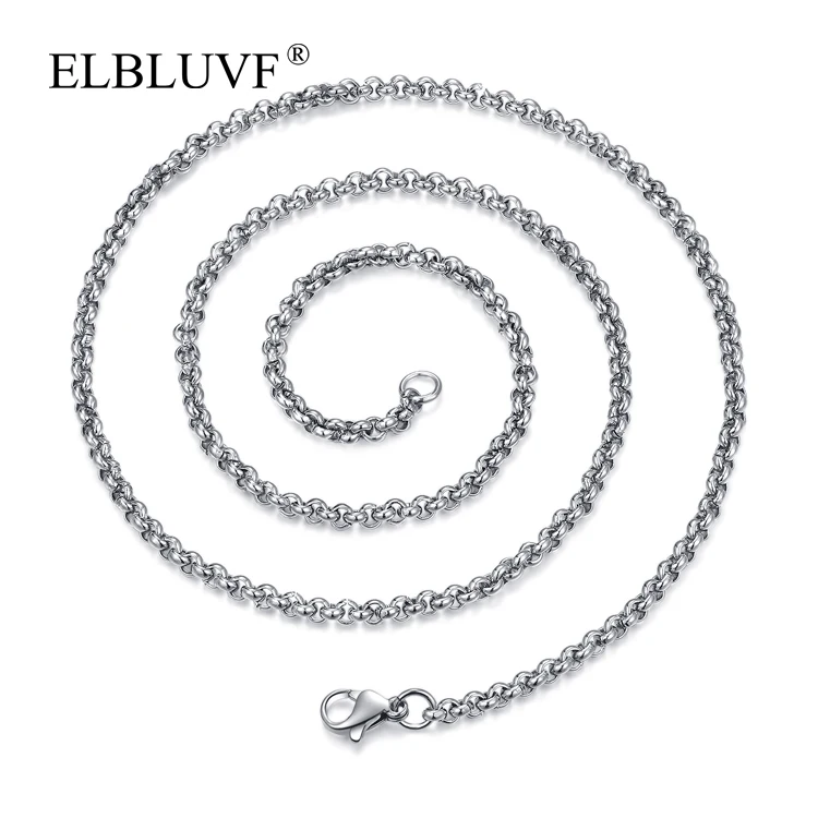 

ELBLUVF Free Shipping Stainless Steel Rolo Chain Couple Chain Jewelry