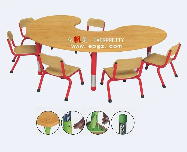 Kindergarten Nursery Furniture Table Wooden Adjustable Kids Desk