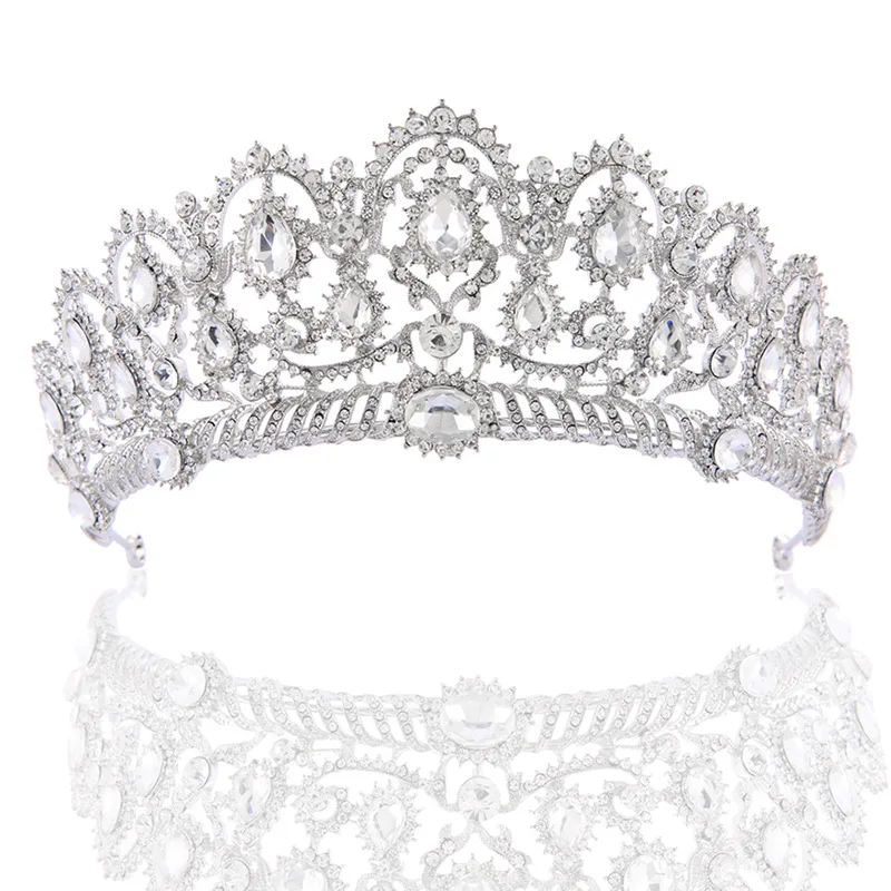 

high quality queen crystal rhinestone tiaras crown for woman headband bridal hair accessories