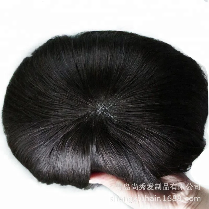 

in stock hair piece natural black human men Hair Toupee