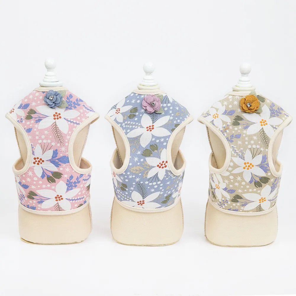Jxanry Pet Harness Supplies Korean Style Floral Decorative Dog Harness Cat Vest With Comfortable