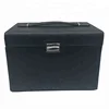 Black PU Leather Multi Drawers Organizer Mirrored Jewelry Box with Lock