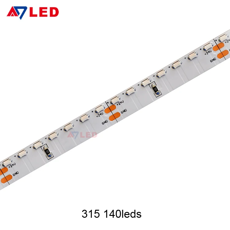 Side view emitting smd 315 140leds 24V 3000K 6500K 9000K led strip lighting flexible for clothing display showcase