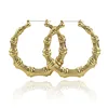 DAICY cheap fashion women exaggerated big gold bamboo hoop earrings