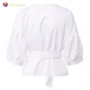 China factory shanuoint brand export ladies white ruffled blouse ladies shift blouse silk tunic