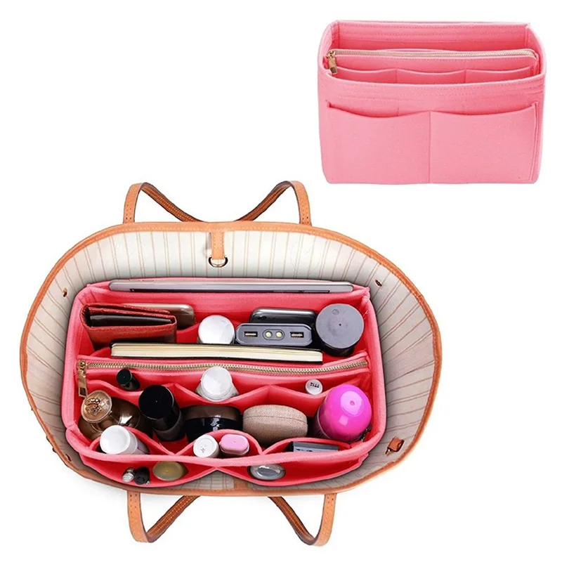 
Amazon Popular Insert Bag In Bag Organizer Felt Handbag Organizer 