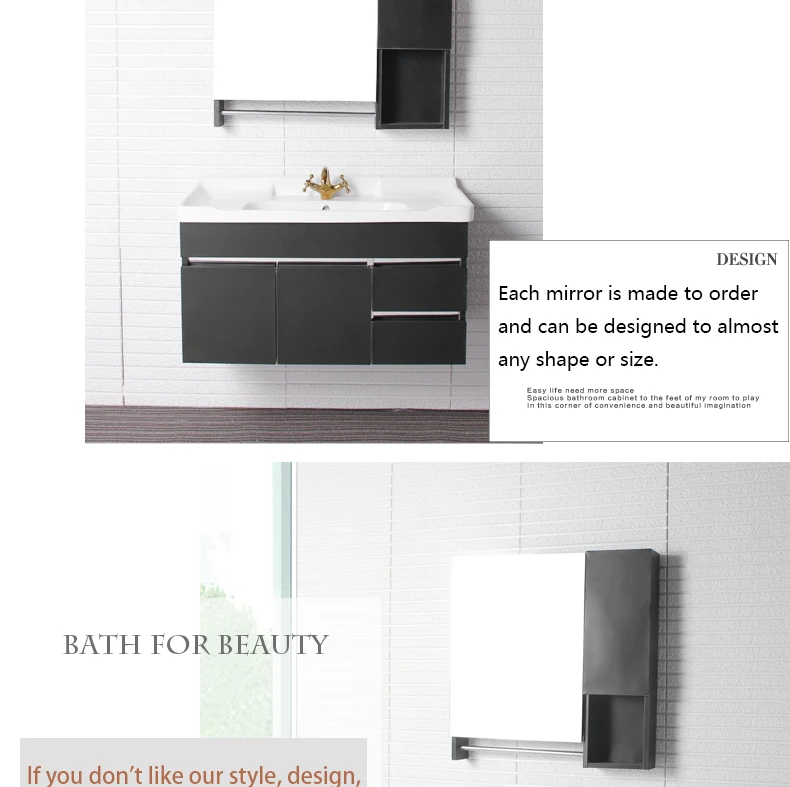 Black Color Hotel Bathroom Sink Cabinet Ceramic Wash Basin Vanities