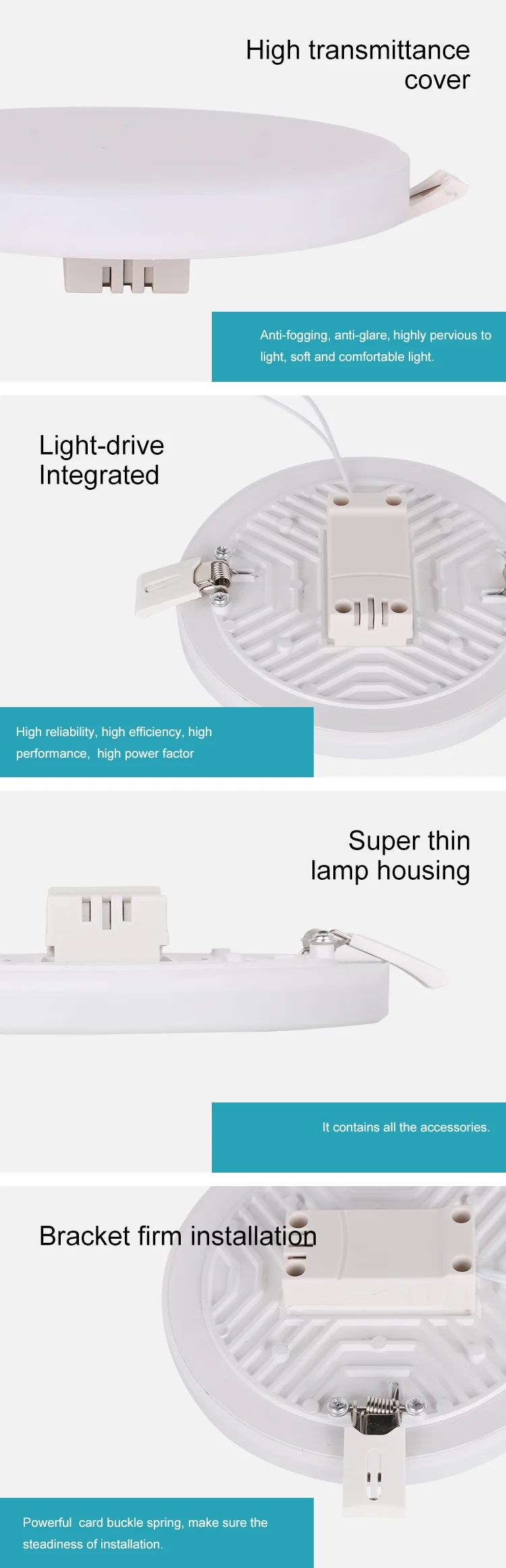 white housing 10watt 18wattround panel lamp downlight surface 2835 36watt led ceiling lights