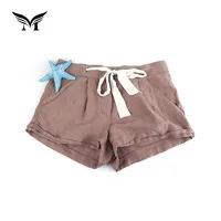 

New look custom logo plain dyed summer funny beach linen hot shorts women