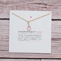 

Personalized Crystal Water Drop pendant choker necklaces with birthstone Customized text logo make a wish card necklace