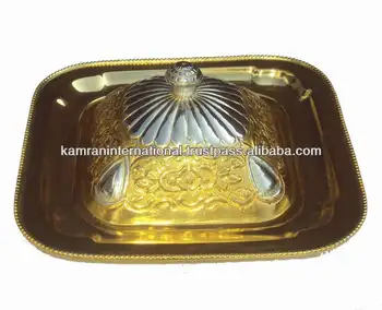 Gold Silver Plated Dome Serving Platter Decorative Serving Platter