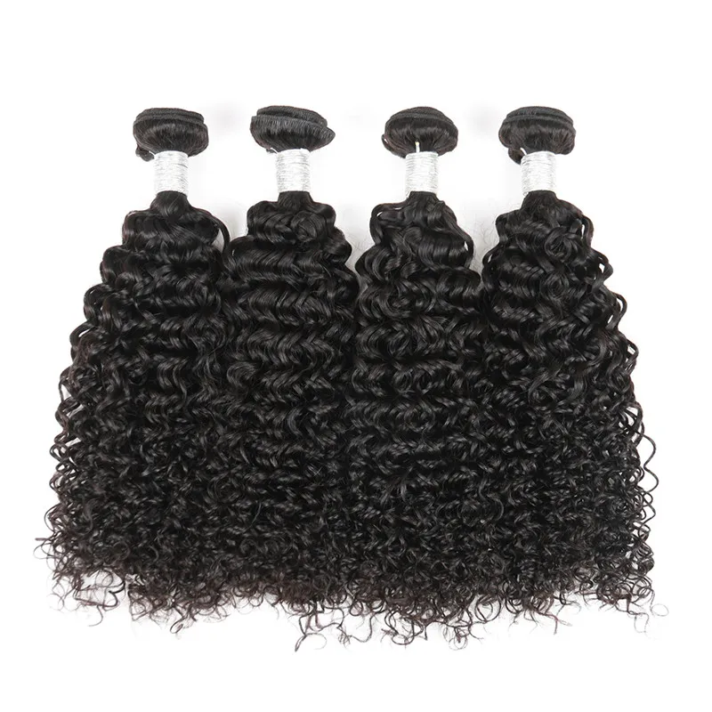 

Human hair extensions jerry curl, 4 bundles in one bag 8A grade brazilian remy hair bundles