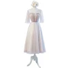 LSMD009 Mid-Length Bean powder luxury party ladies bridesmaid fashion dress