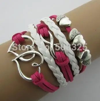 2016 Fashion New Leather Double Infinite Bracelets Multilayer Braided Vintage Owl Harry Potter Wings Gift For