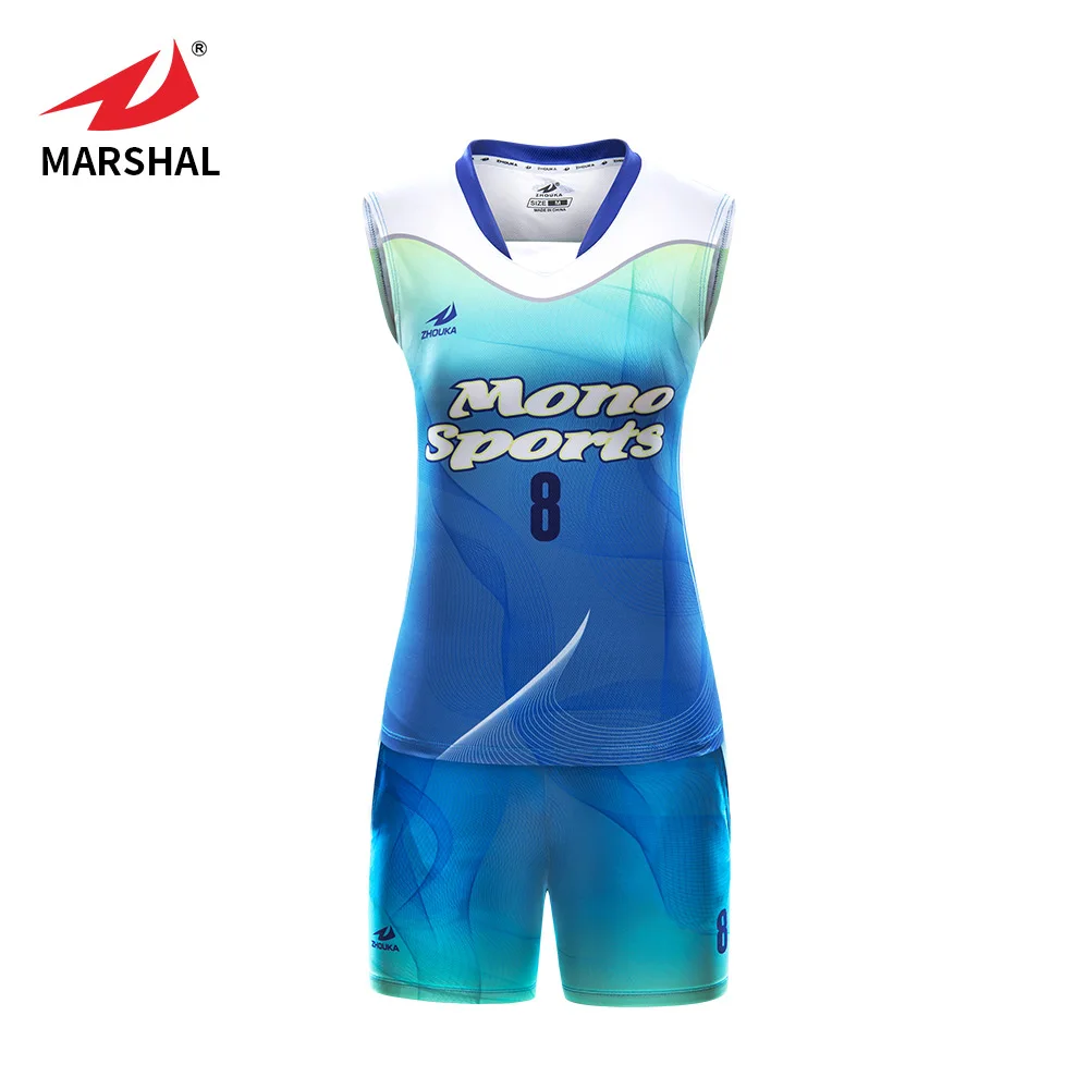 China Sublimated Printed Professional Womens Volleyball Shirts Uniforms