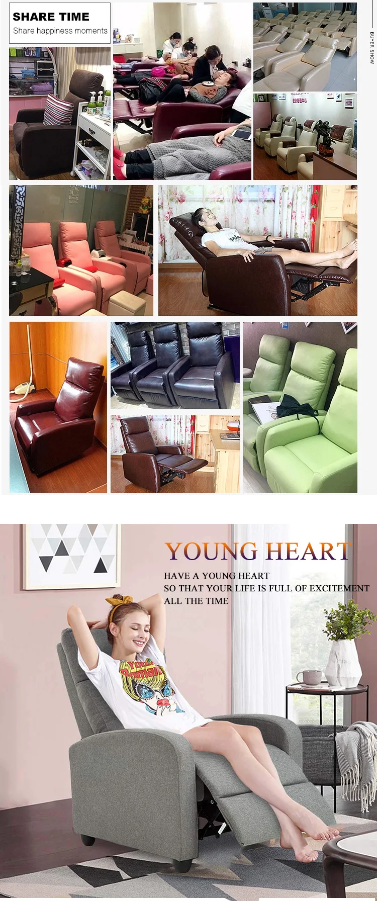 fabric recliner sofa