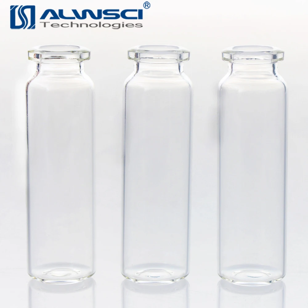 
Alwsci 10ml clear glass crimp vial headspace autosampler with short neck for Perkin Elmer 