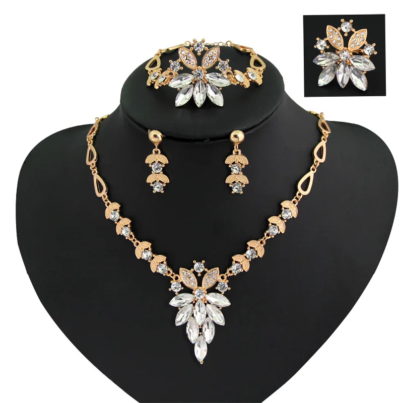 

Women 18K Gold Plated Fashion Jewelry Blue Crystal Pendant Set