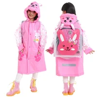 

PVC Children Rain Coat Waterproof For Kids With School Bag Cover M112101