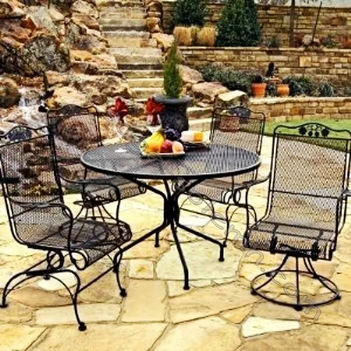 Antique Wrought Iron Patio Furniture Black 4 Chairs 1 Table Buy