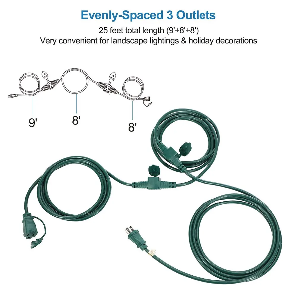 Yard Master Heavy Duty Multioutlet Outdoor Extension Cord With Evenly