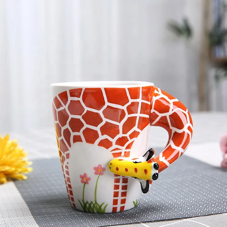 

3D ceramic mugs giraffe shape cartoon mug ceramic cup