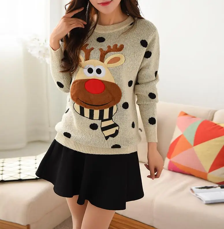

M903 Runwaylover 2016 ladies reindeer knitted christmas sweater jumpers