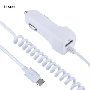 Retractable Type C Car Charger Cable 5V 2.4A