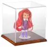 Custom Desktop Acrylic Box Square Plexiglass Doll Display Case with Wooden Base