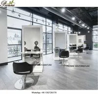 

Pronne hair equipment modern white barber salon mirror station