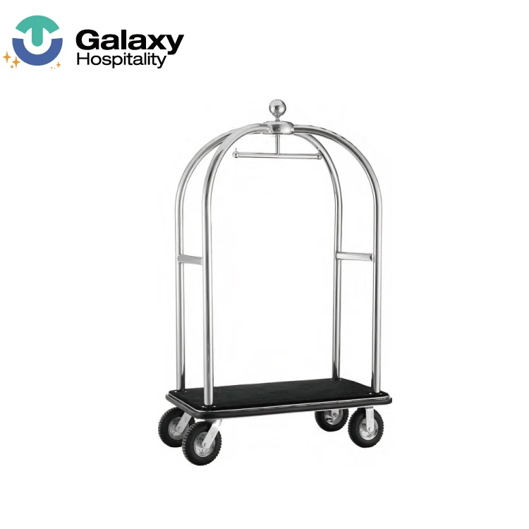 

Luxury 5 Star Luggage Cart Baggage Housekeeping Trolley For Bellman Hotel, Cusromize