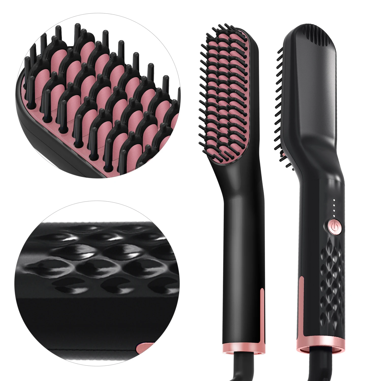 

2019 wholesale high quality trending hair styling ceramic curler flat iron hair and beard straightener curling brush for men, Black / pink/ purple/ grey